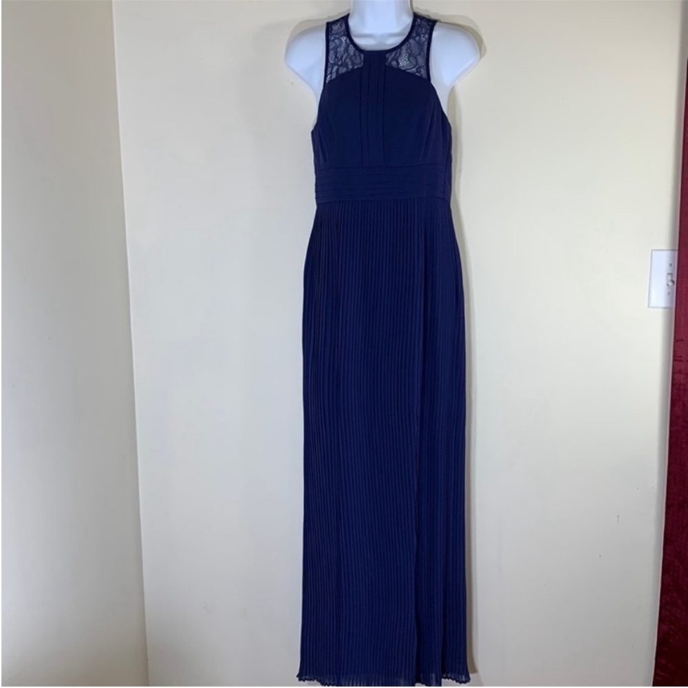 BCBGeneration Lace & Pleat Maxi Chiffon Dress with Front Split. 6. NWT. $178! - Picture 2 of 16